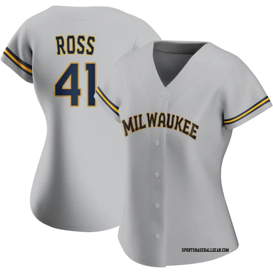 Joe Ross Women's Milwaukee Brewers Gray Authentic Road Jersey