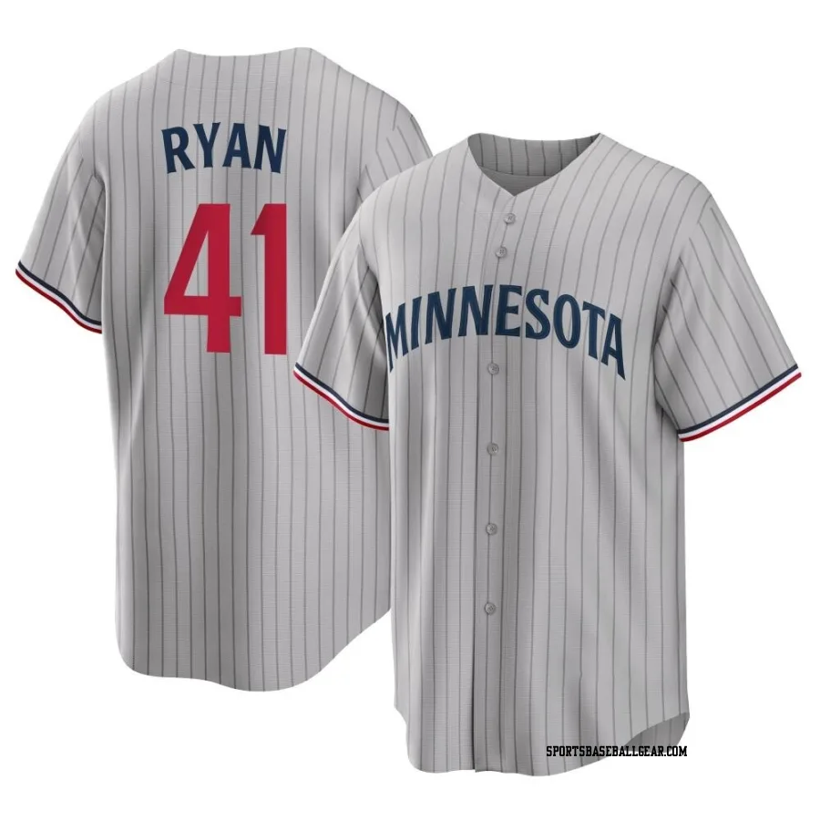 Joe Ryan Men's Minnesota Twins Gray Replica Road Jersey