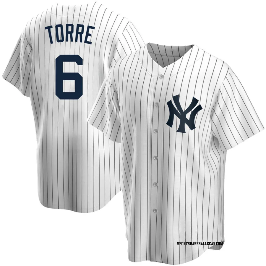 Joe Torre Men's New York Yankees White Replica Home Jersey