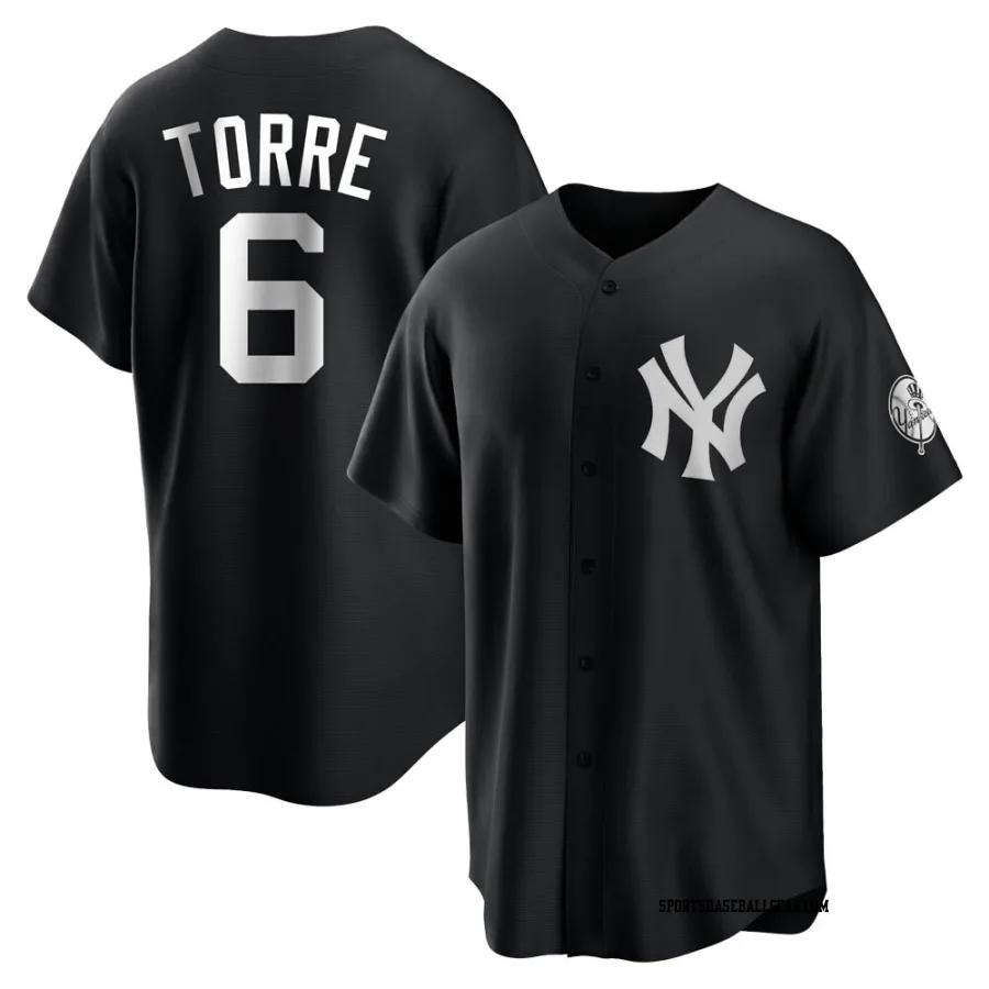 Joe Torre Youth New York Yankees Black/White Replica Jersey