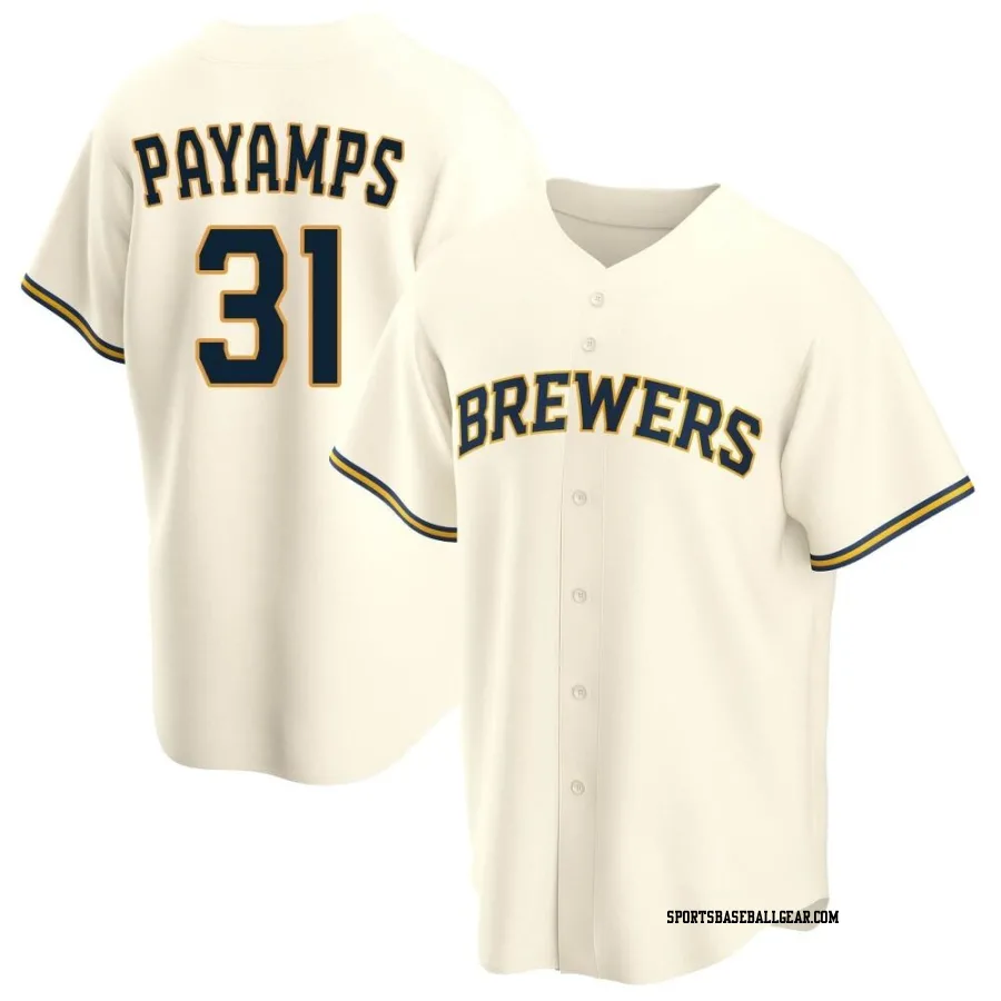 Joel Payamps Men's Milwaukee Brewers Cream Replica Home Jersey