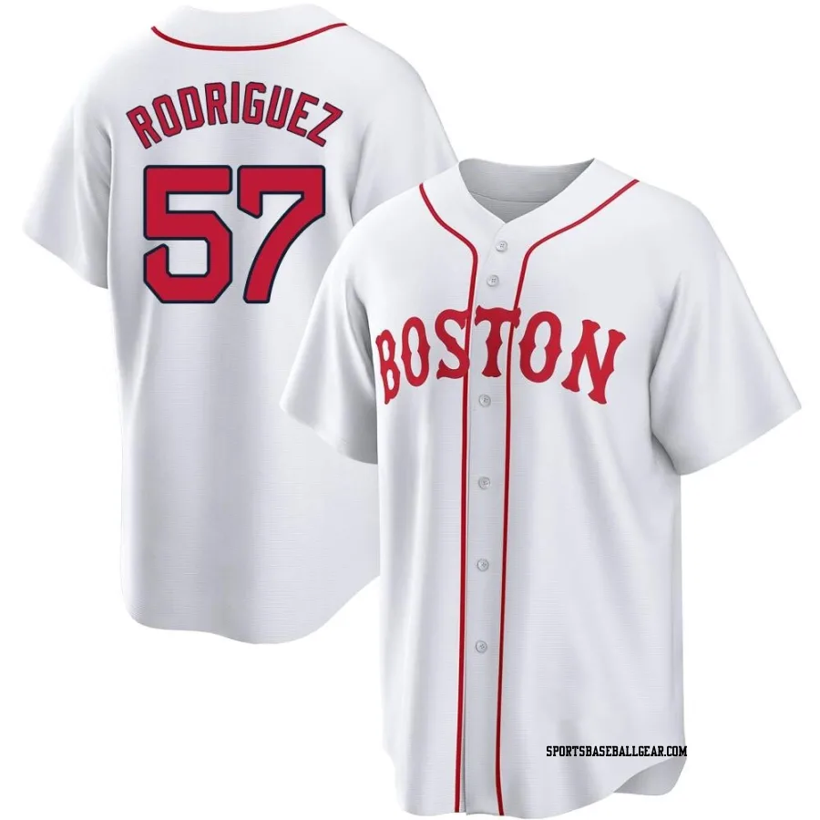 Joely Rodriguez Men's Boston Red Sox White Replica 2021 Patriots' Day Jersey