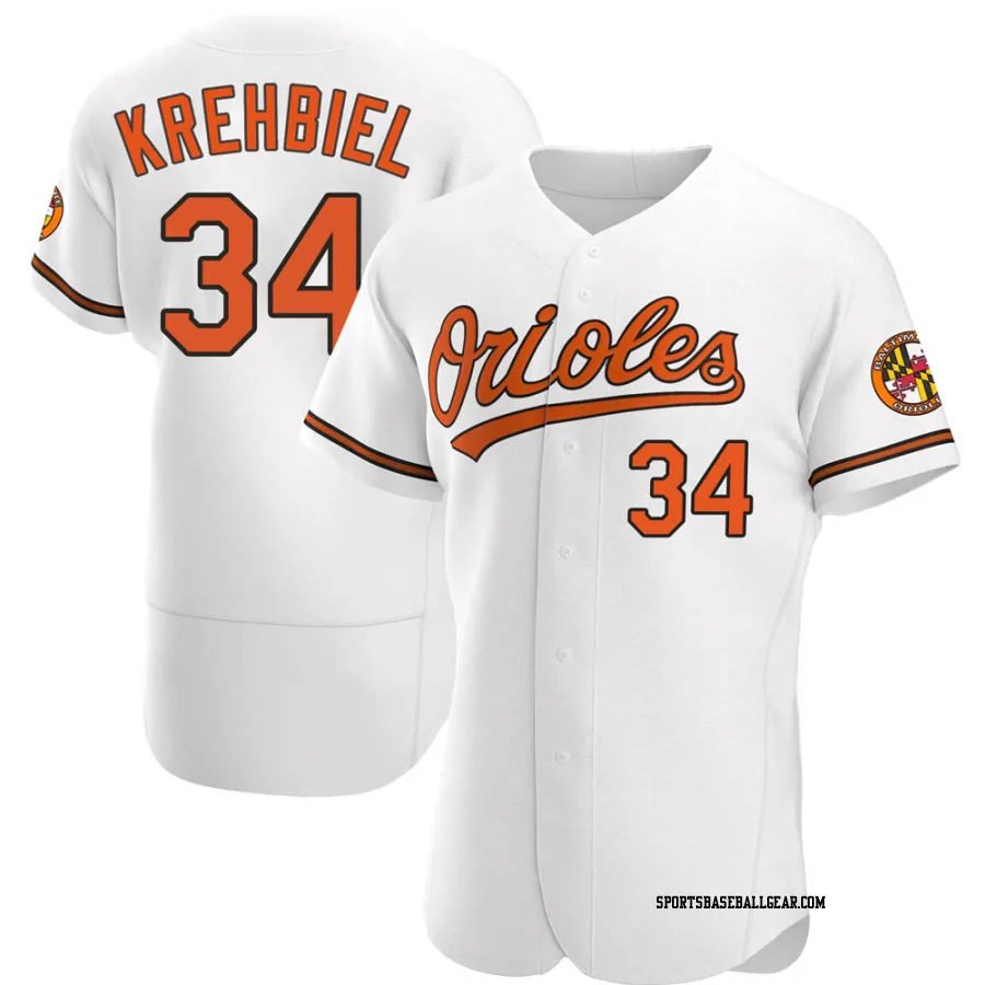 Joey Krehbiel Men's Baltimore Orioles White Authentic Home Jersey