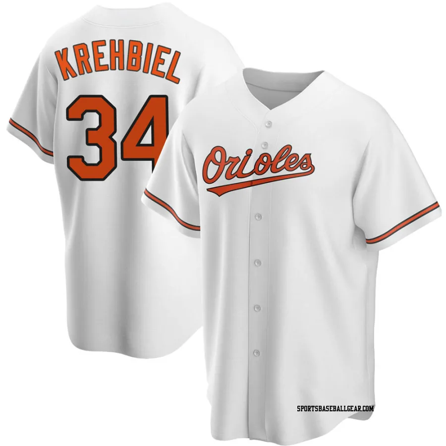 Joey Krehbiel Men's Baltimore Orioles White Replica Home Jersey