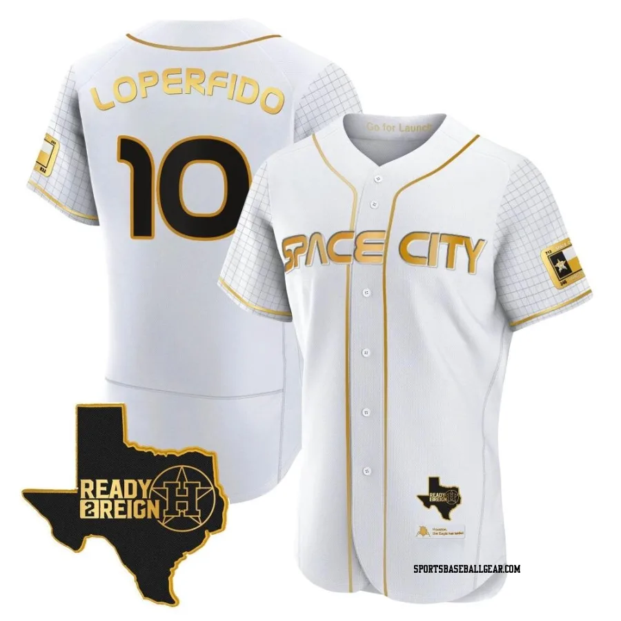 Joey Loperfido Men's Houston Astros White/Gold Authentic 2023 Space City Ready 2 Reign Flex Base Jersey