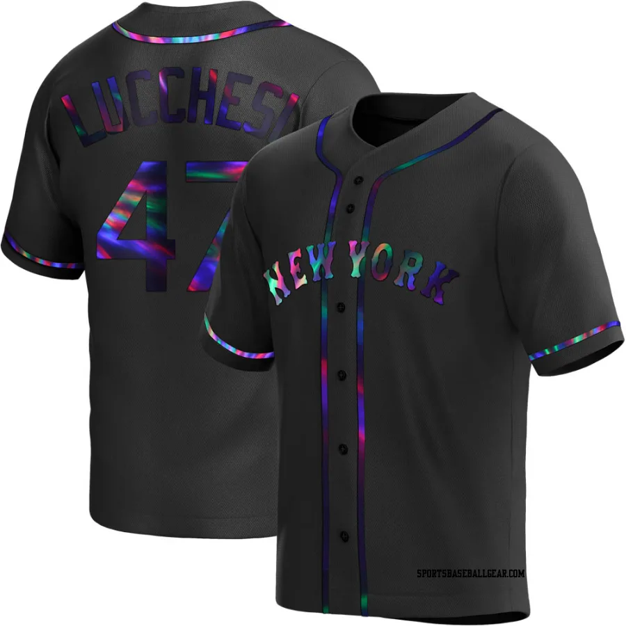 Joey Lucchesi Men's New York Mets Black Holographic Replica Alternate Jersey