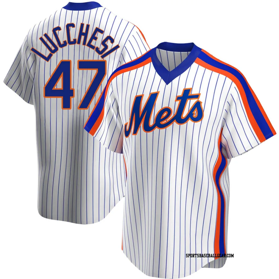 Joey Lucchesi Men's New York Mets White Replica Home Cooperstown Collection Jersey