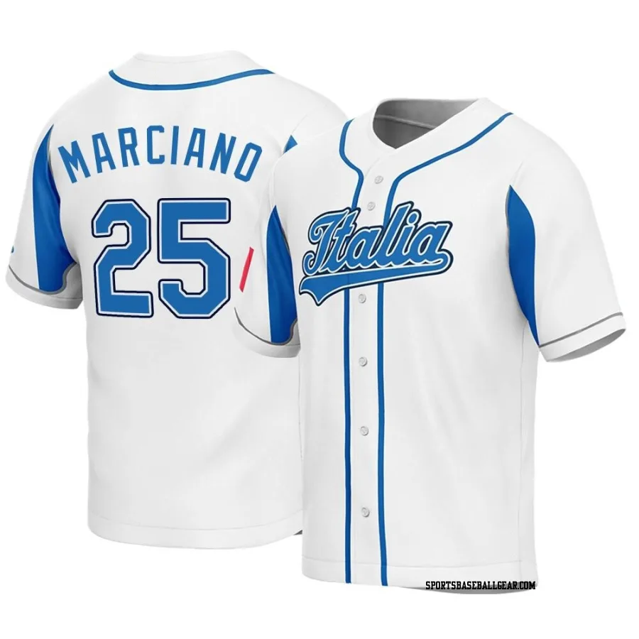 Joey Marciano Men's Italy Baseball White Replica 2023 World Baseball Classic Jersey