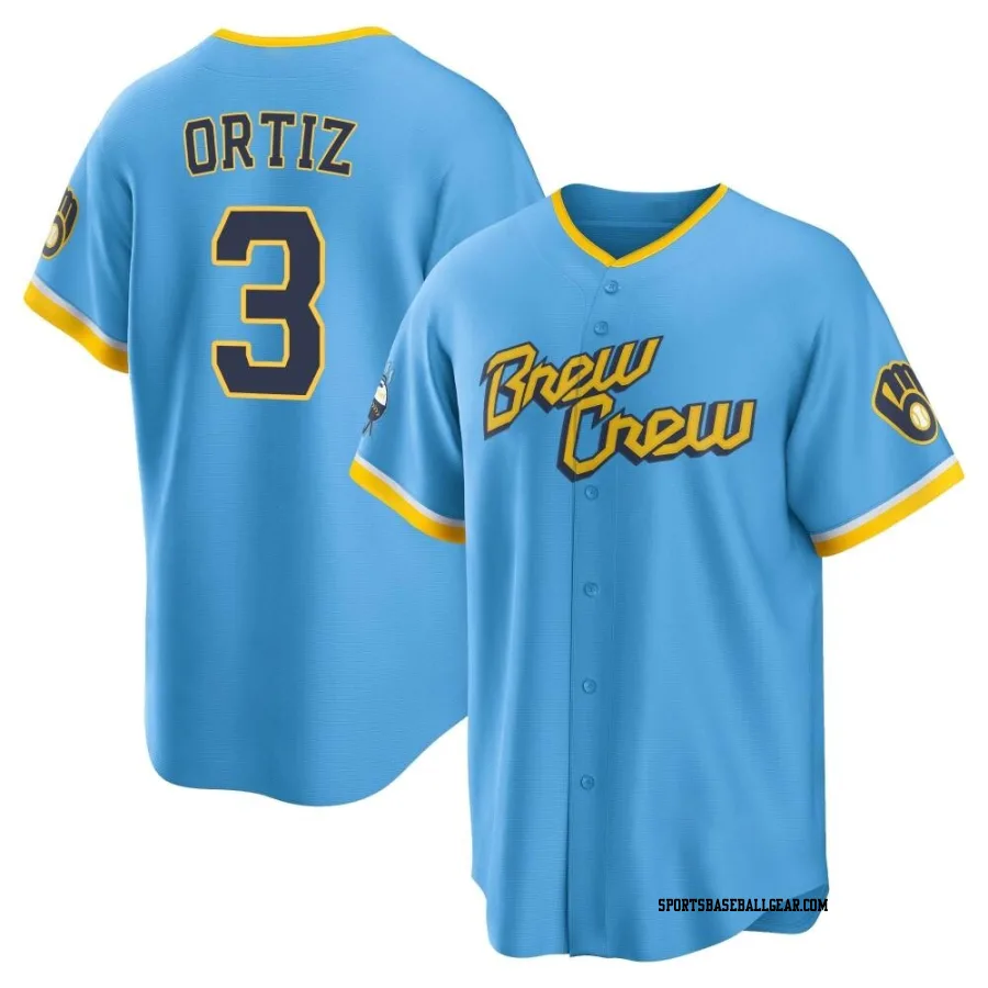 Joey Ortiz Men's Milwaukee Brewers Blue Replica Powder 2022 City Connect Jersey