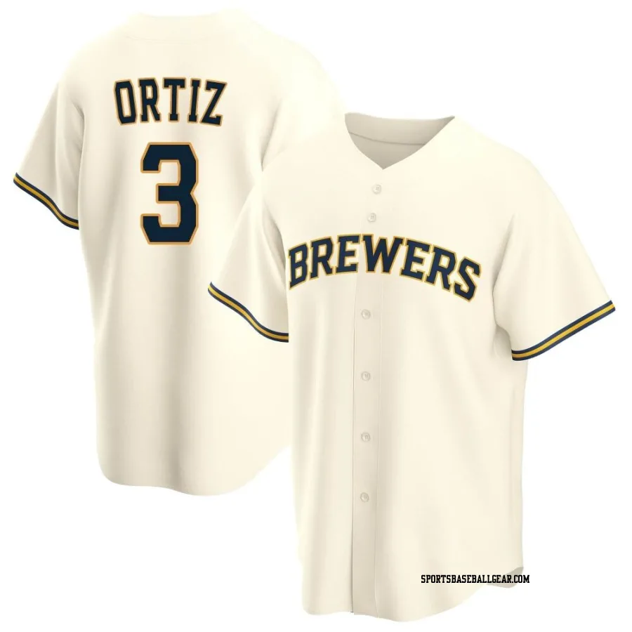 Joey Ortiz Men's Milwaukee Brewers Cream Replica Home Jersey