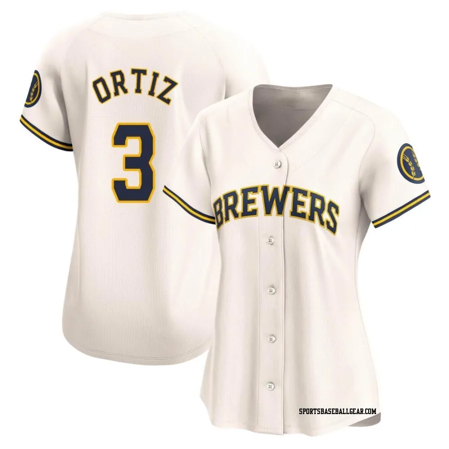 Joey Ortiz Women's Milwaukee Brewers Cream Limited Home Jersey