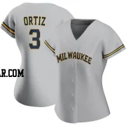 Joey Ortiz Women's Milwaukee Brewers Gray Authentic Road Jersey