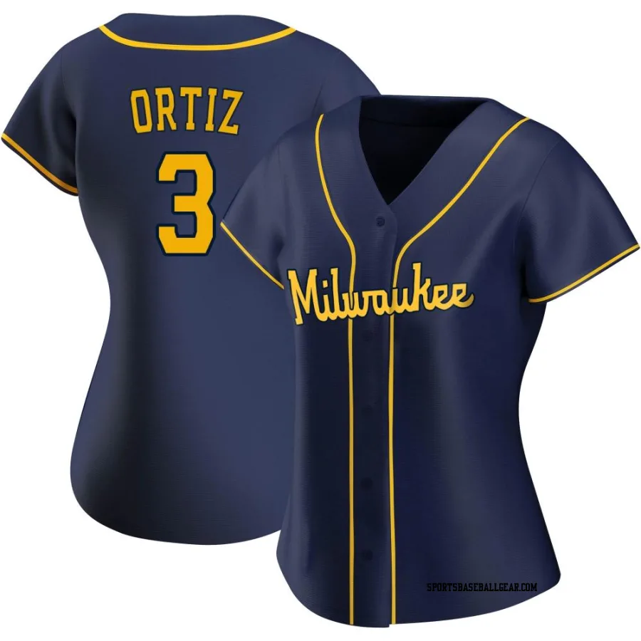 Joey Ortiz Women's Milwaukee Brewers Navy Authentic Alternate Jersey