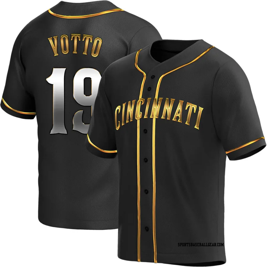 Joey Votto Men's Cincinnati Reds Black Golden Replica Alternate Jersey