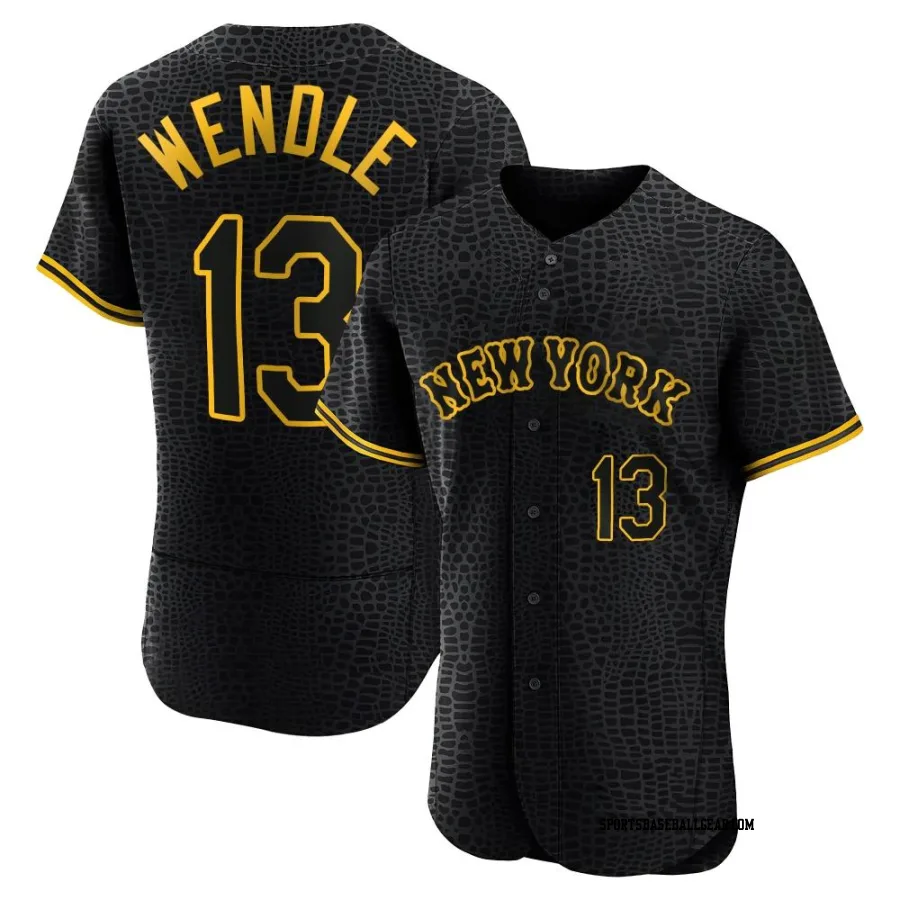 Joey Wendle Men's New York Mets Black Authentic Snake Skin City Jersey