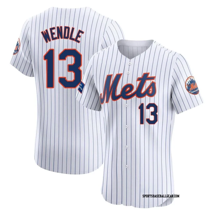 Joey Wendle Men's New York Mets White Elite Home Patch Jersey