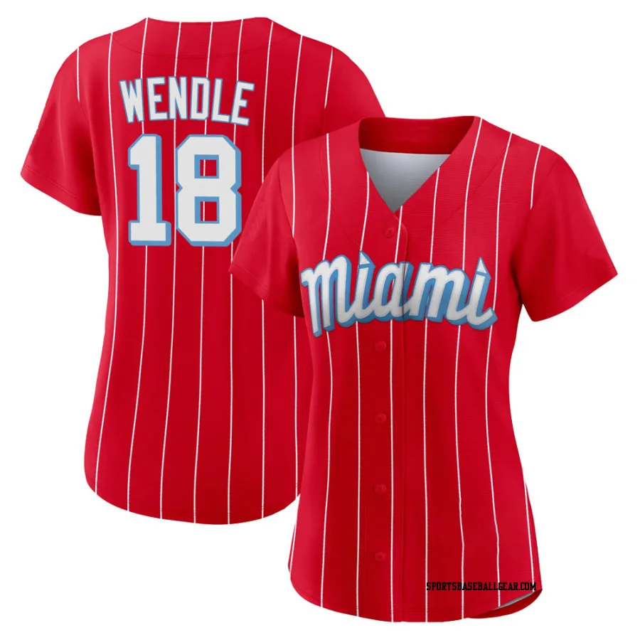 Joey Wendle Women's Miami Marlins Red Authentic 2021 City Connect Jersey