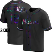 Joey Wendle Youth Miami Marlins Black Holographic Replica Alternate Jersey