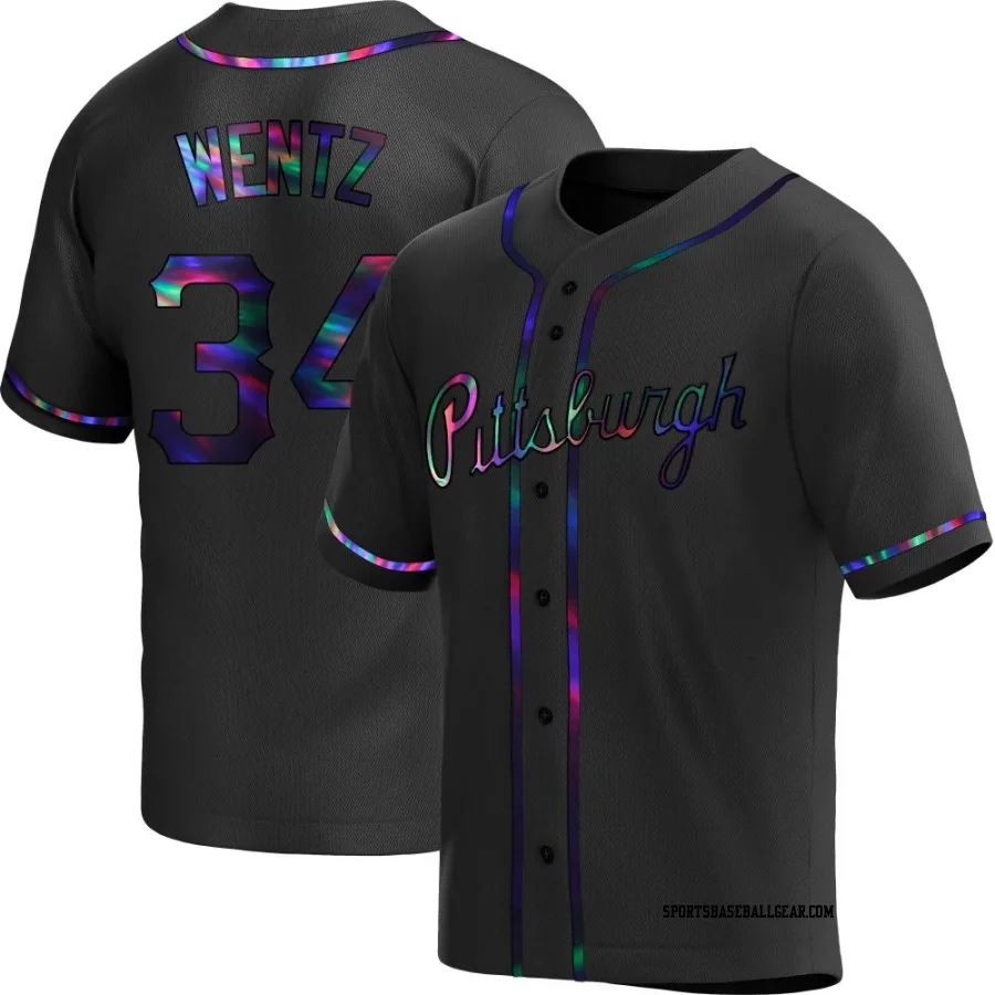 Joey Wentz Men's Pittsburgh Pirates Black Holographic Replica Alternate Jersey