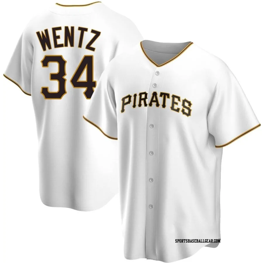 Joey Wentz Men's Pittsburgh Pirates White Replica Home Jersey