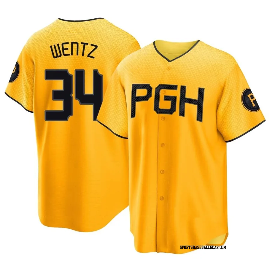 Joey Wentz Youth Pittsburgh Pirates Gold Replica 2023 City Connect Jersey