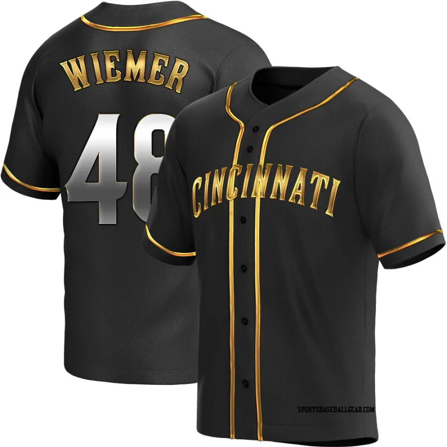 Joey Wiemer Men's Cincinnati Reds Black Golden Replica Alternate Jersey