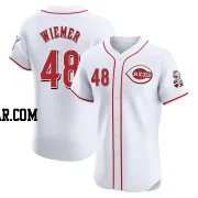 Joey Wiemer Men's Cincinnati Reds White Elite Home Patch Jersey