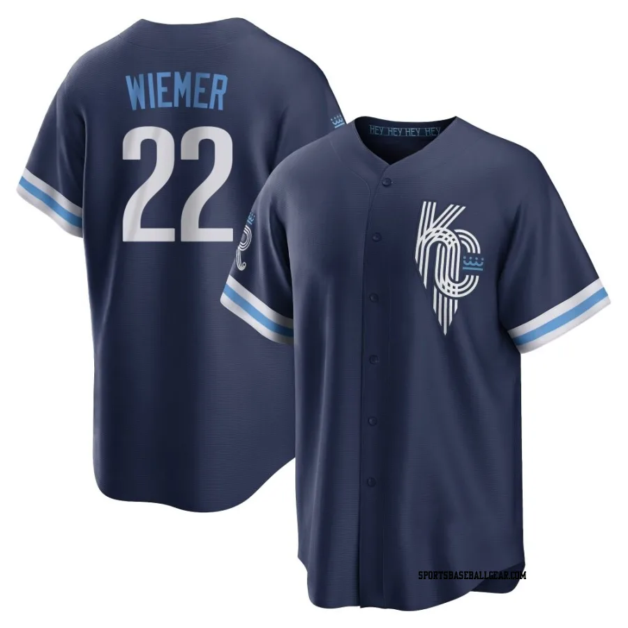 Joey Wiemer Men's Kansas City Royals Navy Replica 2022 City Connect Jersey