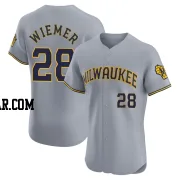 Joey Wiemer Men's Milwaukee Brewers Gray Elite Road Jersey