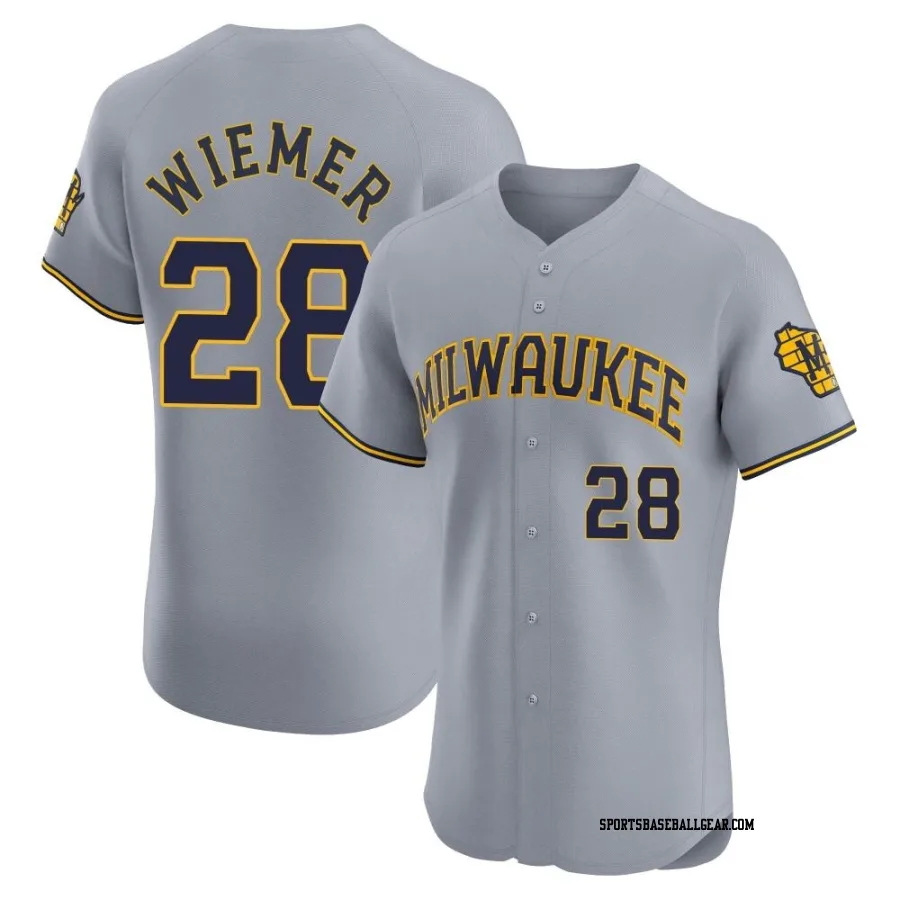 Joey Wiemer Men's Milwaukee Brewers Gray Elite Road Jersey