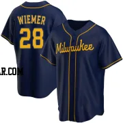 Joey Wiemer Youth Milwaukee Brewers Navy Replica Alternate Jersey