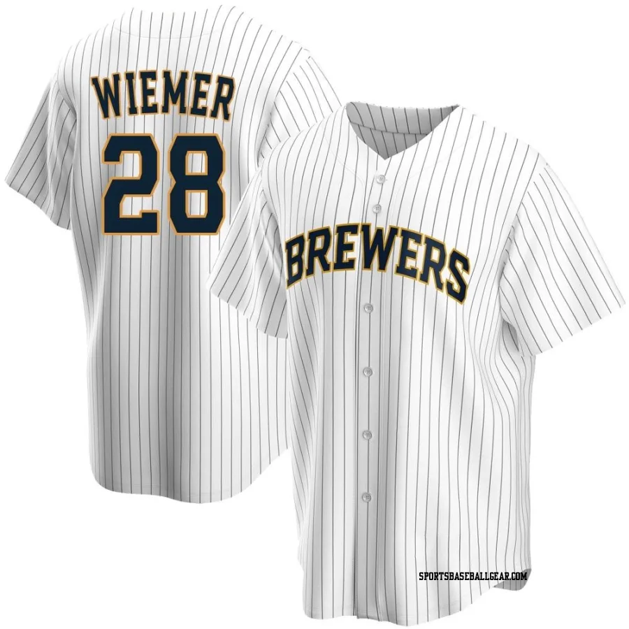 Joey Wiemer Youth Milwaukee Brewers White Replica Home Jersey