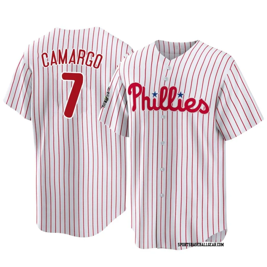 Johan Camargo Men's Philadelphia Phillies White Replica 2022 World Series Home Jersey