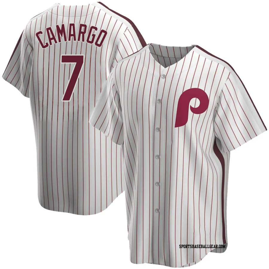 Johan Camargo Men's Philadelphia Phillies White Replica Home Cooperstown Collection Jersey