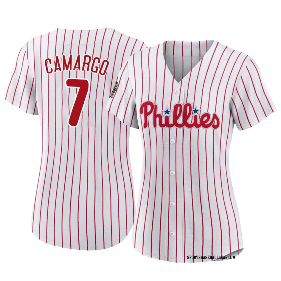 Johan Camargo Women's Philadelphia Phillies White Replica 2022 World Series Home Jersey