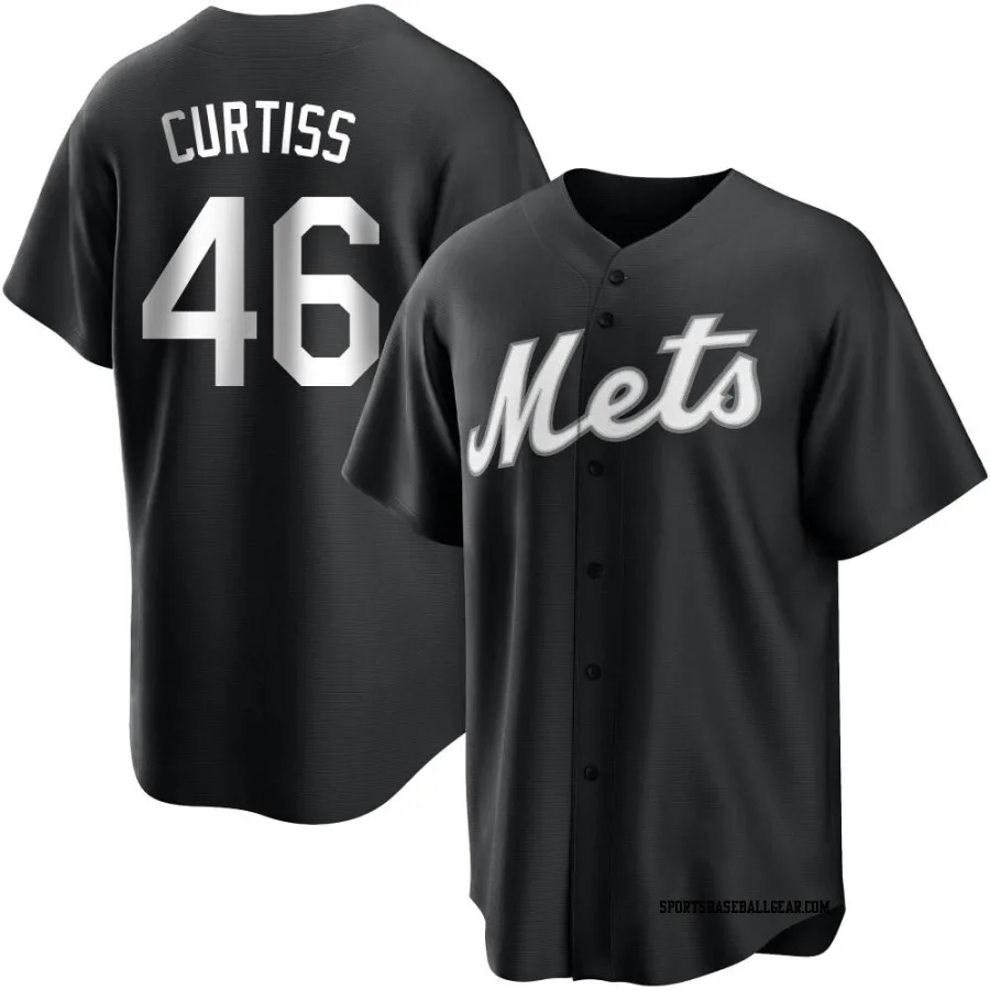 John Curtiss Men's New York Mets Black/White Replica Jersey