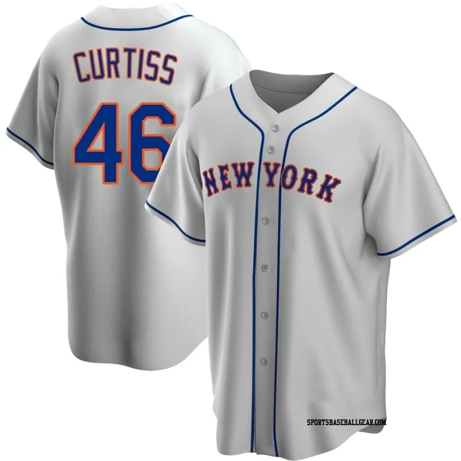 John Curtiss Men's New York Mets Gray Replica Road Jersey