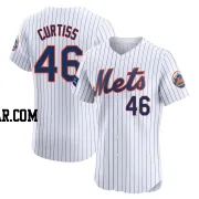 John Curtiss Men's New York Mets White Elite Home Patch Jersey