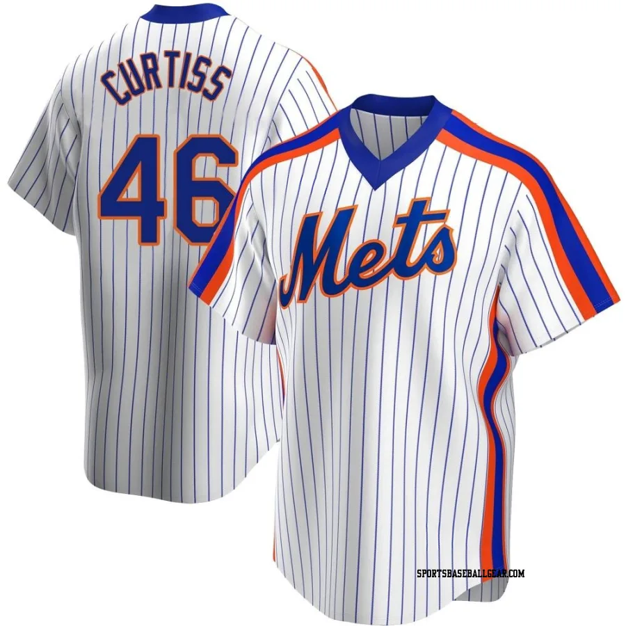 John Curtiss Men's New York Mets White Replica Home Cooperstown Collection Jersey