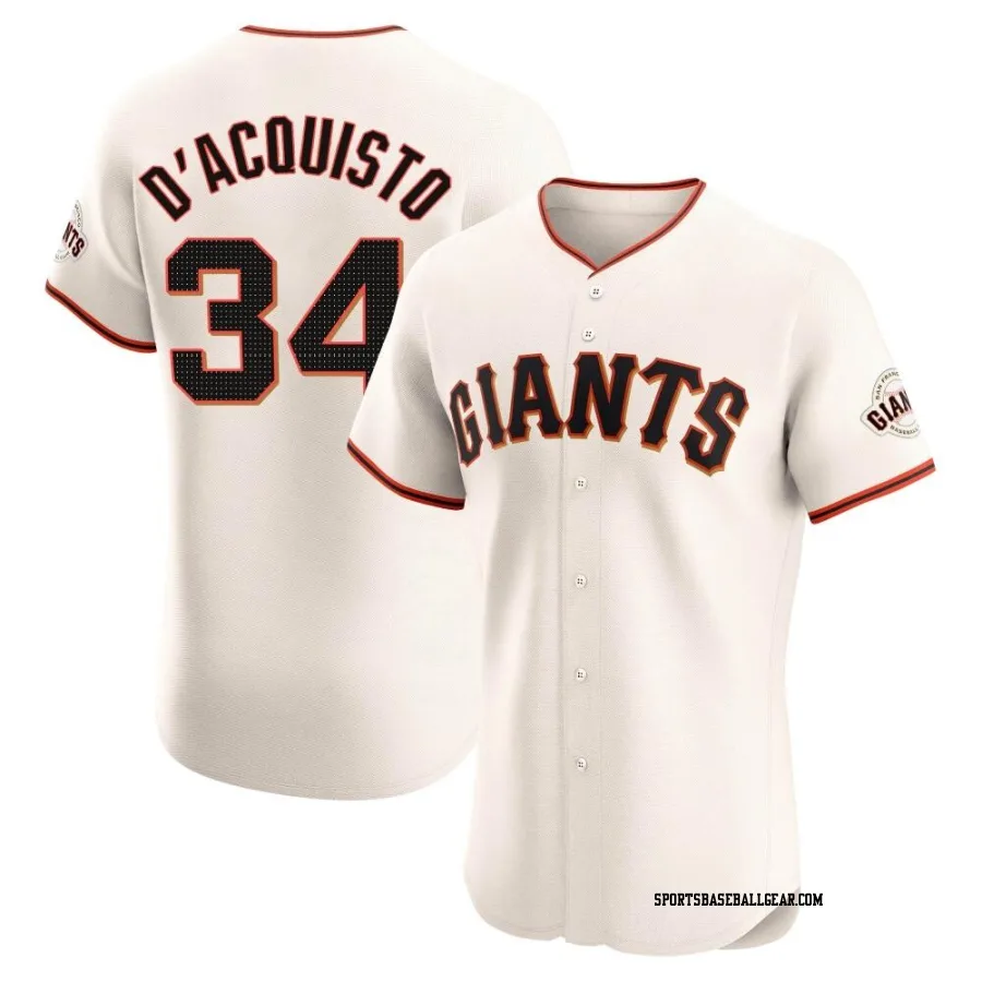 John D'acquisto Men's San Francisco Giants Cream Elite Home Jersey