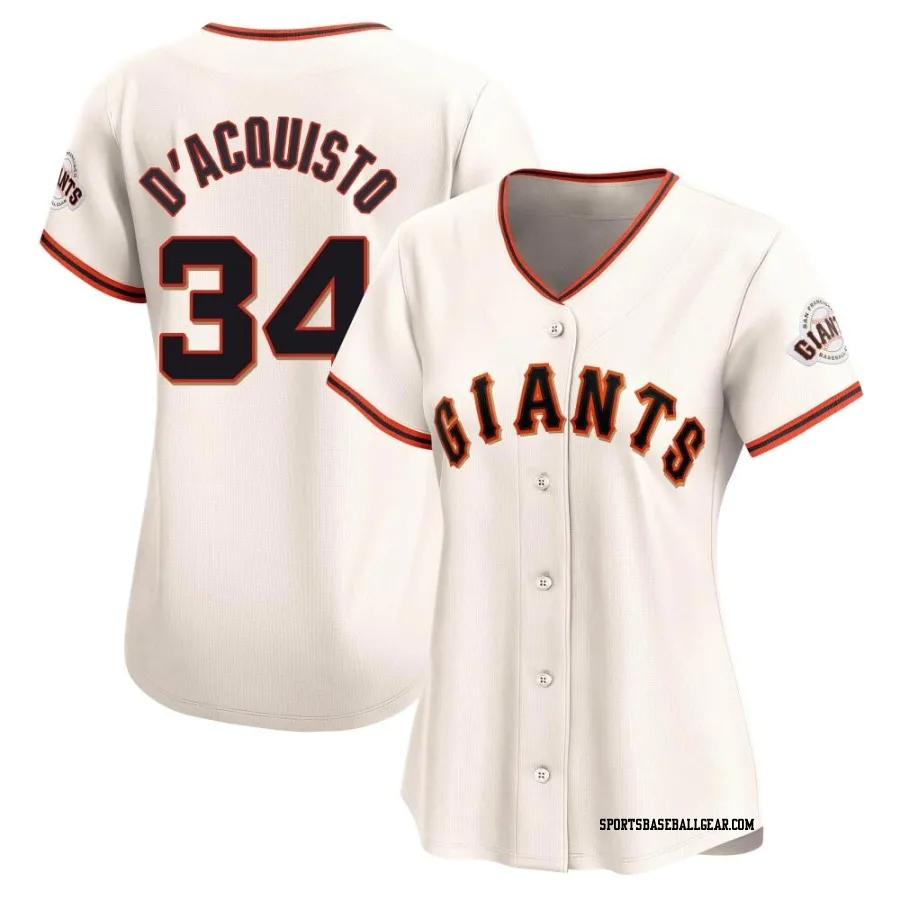 John D'acquisto Women's San Francisco Giants Cream Limited Home Jersey