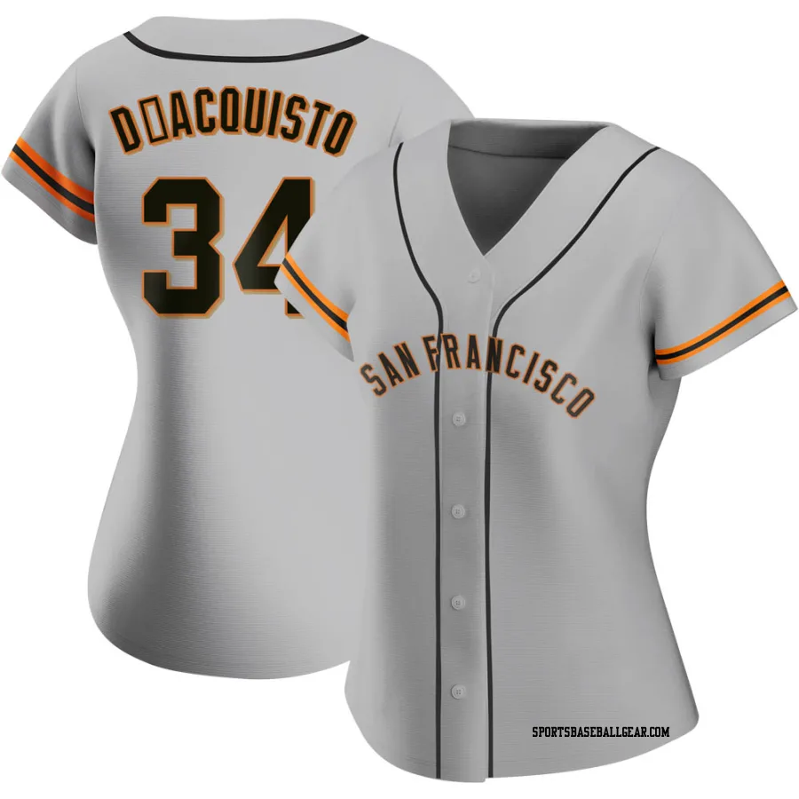 John D'acquisto Women's San Francisco Giants Gray Authentic Road Jersey