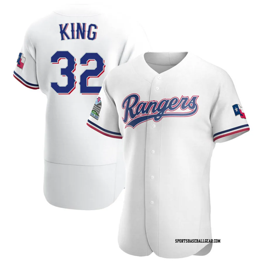 John King Men's Texas Rangers White Authentic Home Jersey