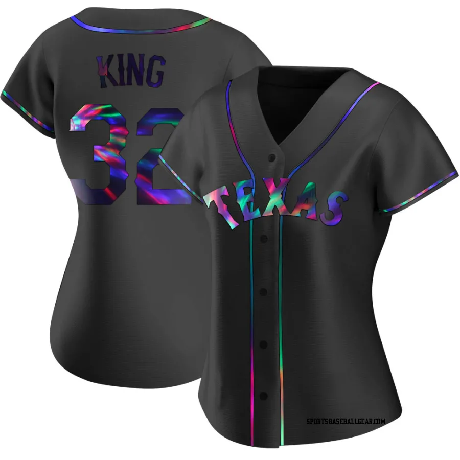 John King Women's Texas Rangers Black Holographic Replica Alternate Jersey