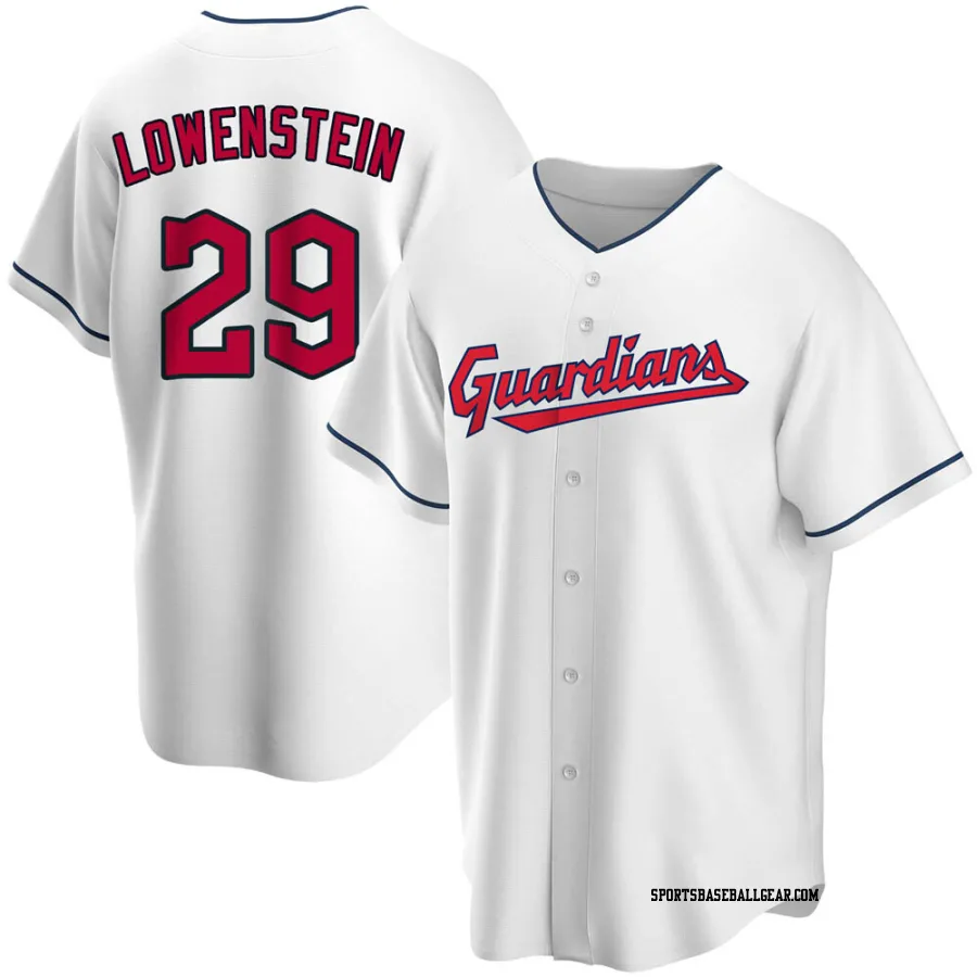 John Lowenstein Men's Cleveland Guardians White Replica Home Jersey