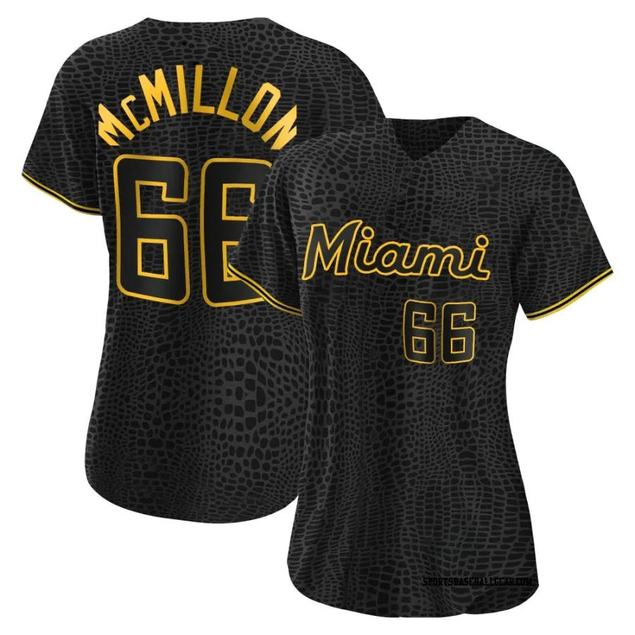 John McMillon Women's Miami Marlins Black Authentic Snake Skin City Jersey