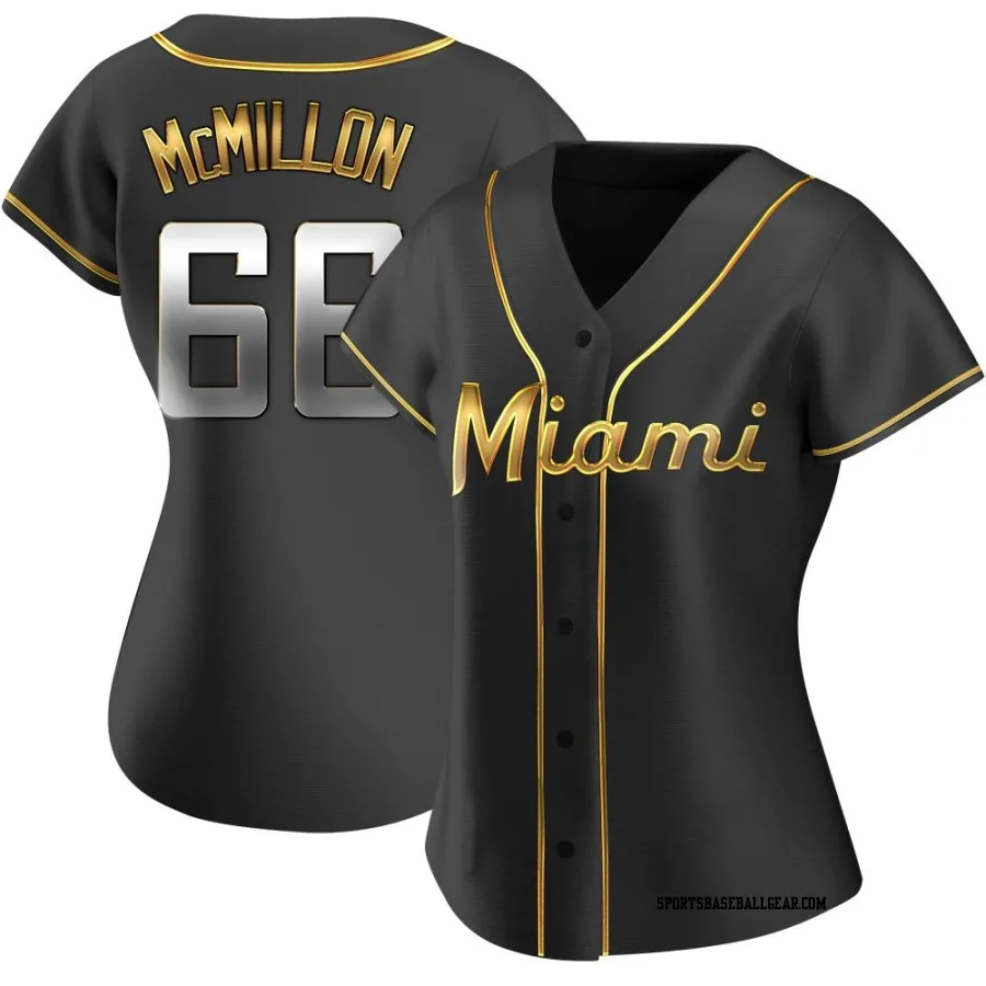 John McMillon Women's Miami Marlins Black Golden Replica Alternate Jersey