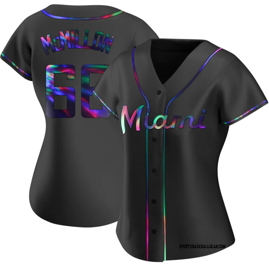 John McMillon Women's Miami Marlins Black Holographic Replica Alternate Jersey