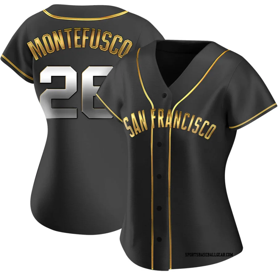 John Montefusco Women's San Francisco Giants Black Golden Replica Alternate Jersey