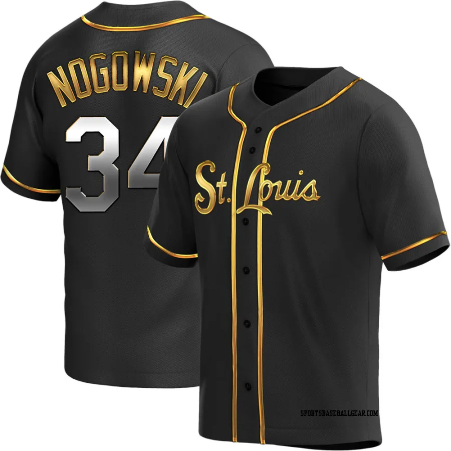 John Nogowski Men's St. Louis Cardinals Black Golden Replica Alternate Jersey